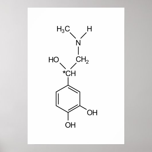 Poster formule chimique adrénaline formule chimie hormone (Devant)