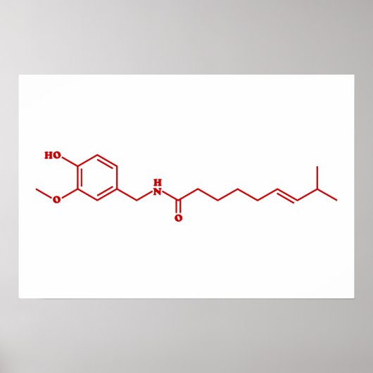 Poster Formule chimique moléculaire de la capsaïcine du p (Devant)