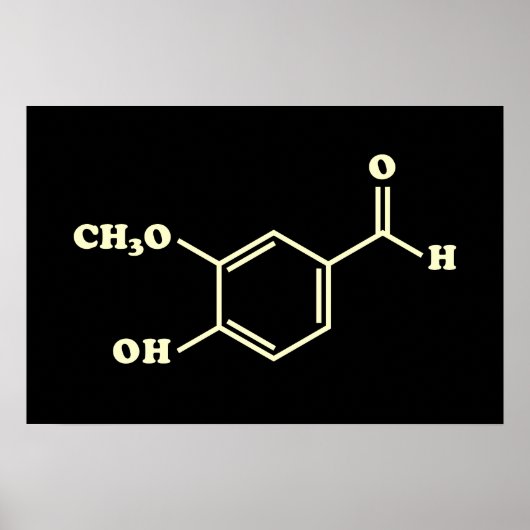 Poster Formule chimique moléculaire de la vanilline de va (Devant)