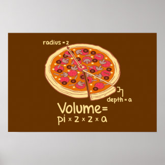 Poster Formule mathématique du volume de pizza = Pi*z*z*a
