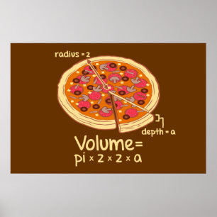 Poster Formule mathématique du volume de pizza = Pi*z*z*a