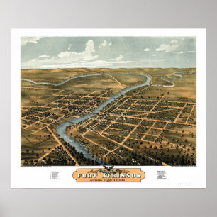 Poster Fort Atkinson, carte panoramique de WI - 1870