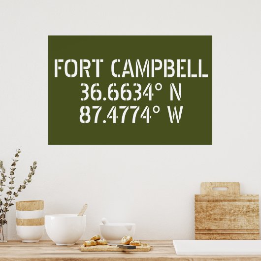Poster Fort Campbell Latitude Longitude (Cuisine)