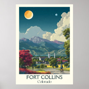 Poster Fort Collins Colorado Vintage City Park Travel Art