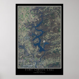 Poster Fort Gibson Lake Oklahoma From Space Satellite Map