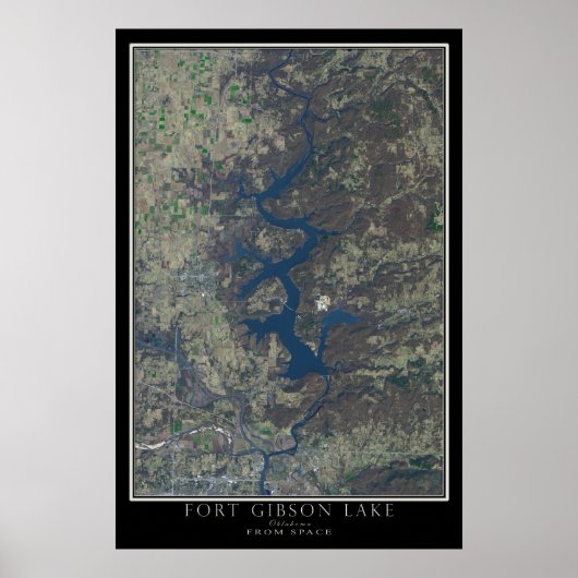 Poster Fort Gibson Lake Oklahoma From Space Satellite Map (Devant)