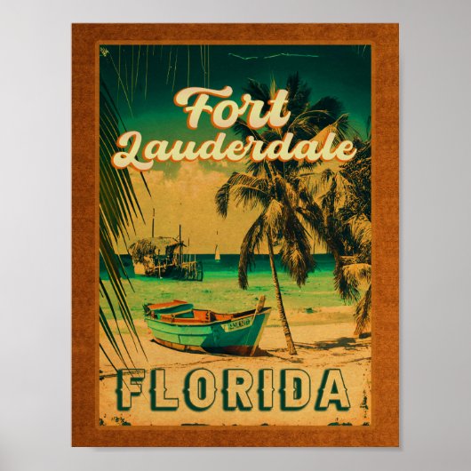 Poster Fort Lauderdale Florida Beach Retro Tropical 60s (Devant)