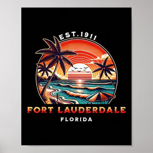 Poster Fort Lauderdale Floride Plage Vintage (Devant)