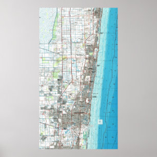 Poster Fort Lauderdale la Floride Map (1985)