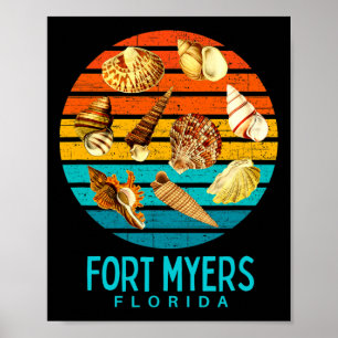 Poster Fort Myers Floride Coquillages Océaniques Nouveaut