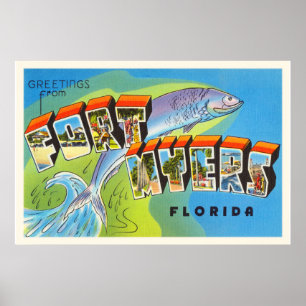 Poster Fort Myers Floride FL Vieux souvenir Vintage voyag