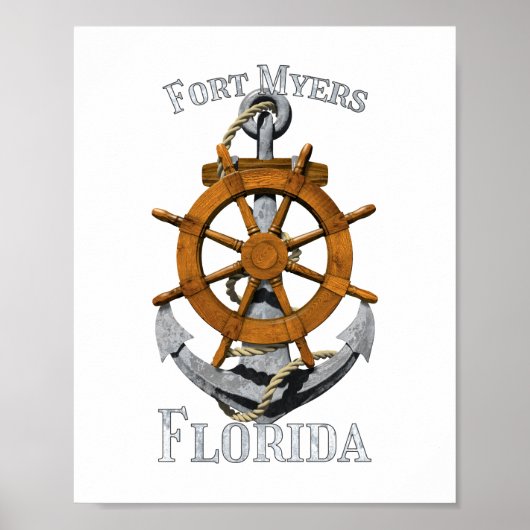 Poster Fort Myers Floride Vacances Ancre de navigation He (Devant)