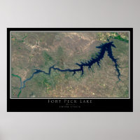 Fort Peck Lake Montana De Space Satellite Art