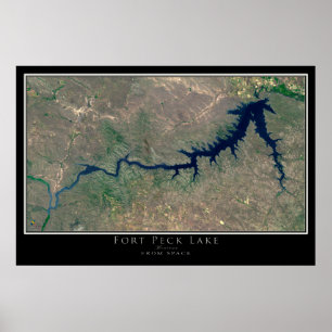 Poster Fort Peck Lake Montana De Space Satellite Art