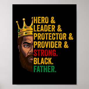 Poster Fort Père Noir Chef Héros Afro Fathe Africain