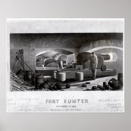 Poster Fort Sumter, Vue intérieure de la batterie à trois (Devant)