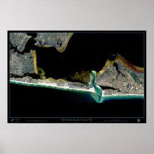 Poster Fort Walton Beach & Destin, Floride vue satellite
