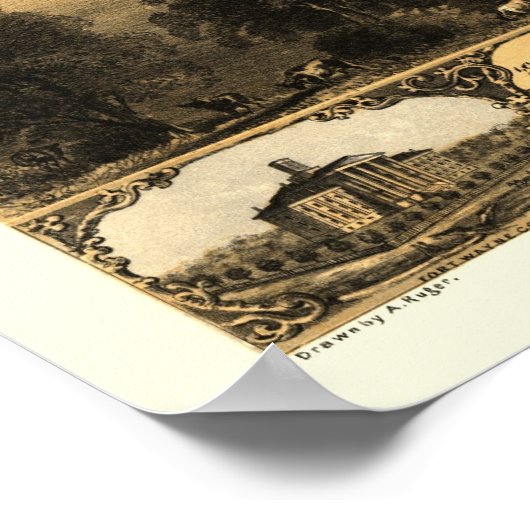 Poster Fort Wayne, IN Panoramic Map - 1868 (Coin)
