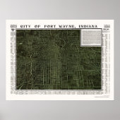 Poster Fort Wayne, IN Panoramic Map - 1907 (Devant)