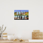 Poster Fort Wayne Indiana Grandes lettres voeux (Cuisine)