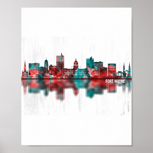 Poster Fort Wayne Indiana Skyline (Devant)