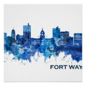 Poster Fort Wayne Indiana Skyline Blue (Devant)