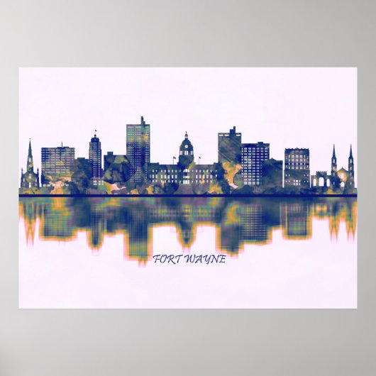 Poster Fort Wayne Skyline (Devant)