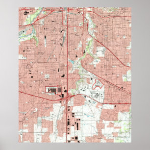 Poster Fort Worth le Texas Map (1995)