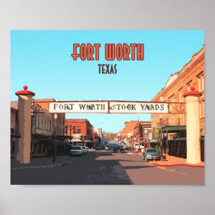 Poster Fort Worth Texas Stock Yards Vintage