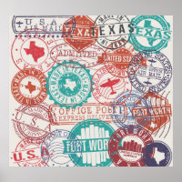 Fort Worth Texas : timbres de voyage.