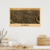 Poster Fort Worth, TX Carte panoramique - 1891 (Cuisine)