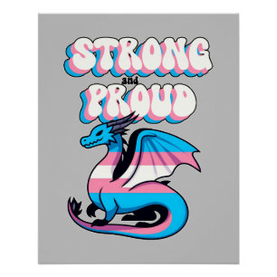 Poster Forte Et Fière - Dragon De Fierté Transgenre