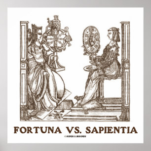 Poster Fortuna contre Sapientia (gravure du bois du 16ème