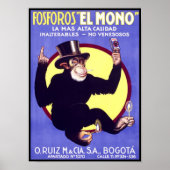 Poster Fosforos El Mono Cigares cubains (Devant)
