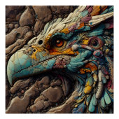 Poster Fossile D'Un Oiseau Extinct Dans Les Rochers - Art (Devant)
