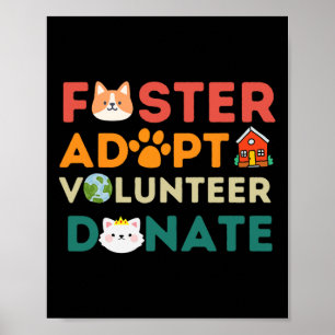 Poster Foster Adopter Bénévole Faire Don Animal Rescue Sh