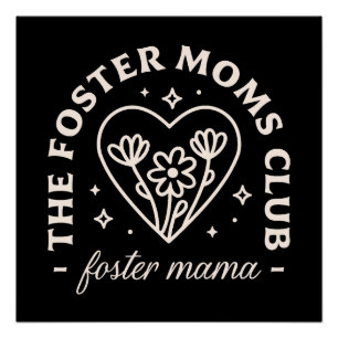 Poster Foster care mamans club groupe rétro vintage noir