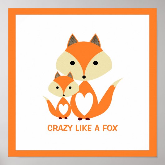 Poster Fou comme un Fox, Orange Fox Burlap (Devant)