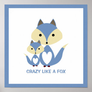 Poster Fou comme un renard, Blue Fox Burlap