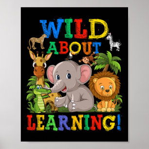 Poster Fou de l'apprentissage des animaux de safari Jungl