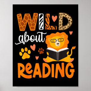 Poster Fou de lecture livre animal livre pour enfants