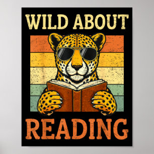 Poster Fou de lecture Livre de léopard guépard drôle
