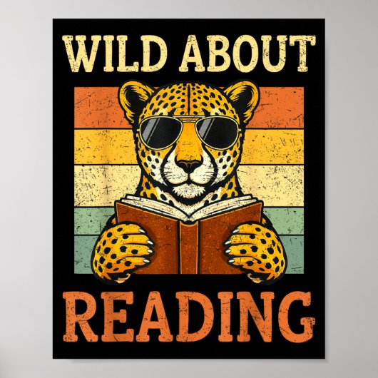 Poster Fou de lecture Livre de léopard guépard drôle (Devant)