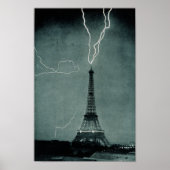 Poster Foudre frappant la Tour Eiffel, Paris France (Devant)