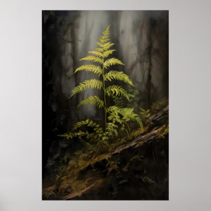 Poster Fougère dans la forêt Dark Academia, Botanique, Fo
