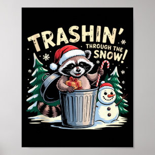 Poster Fouillant Dans La Neige Noël Raton Laveur Drôle H