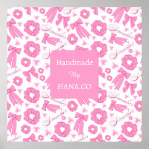Poster Foulard rose pour fille - Motif de chouchous pour