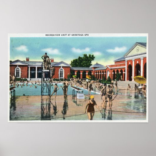 Poster Foule à la piscine Spa de Saratoga (Devant)
