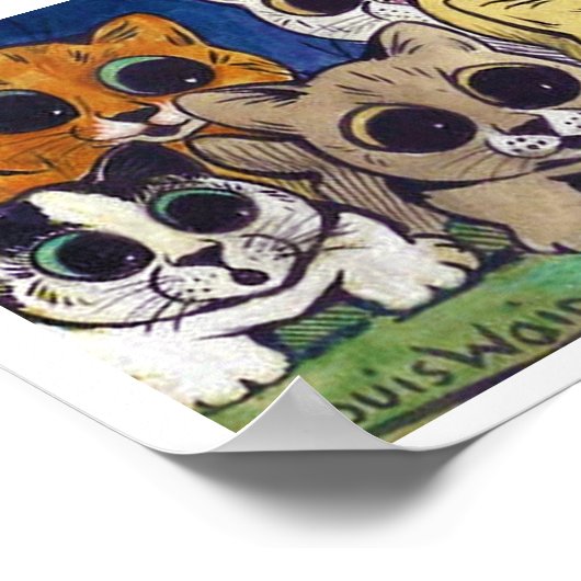 Poster Foule de Chats, Louis Wain (Coin)