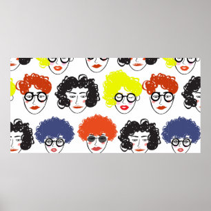 Poster Foule de gens drôles, arrière - plan sans couture